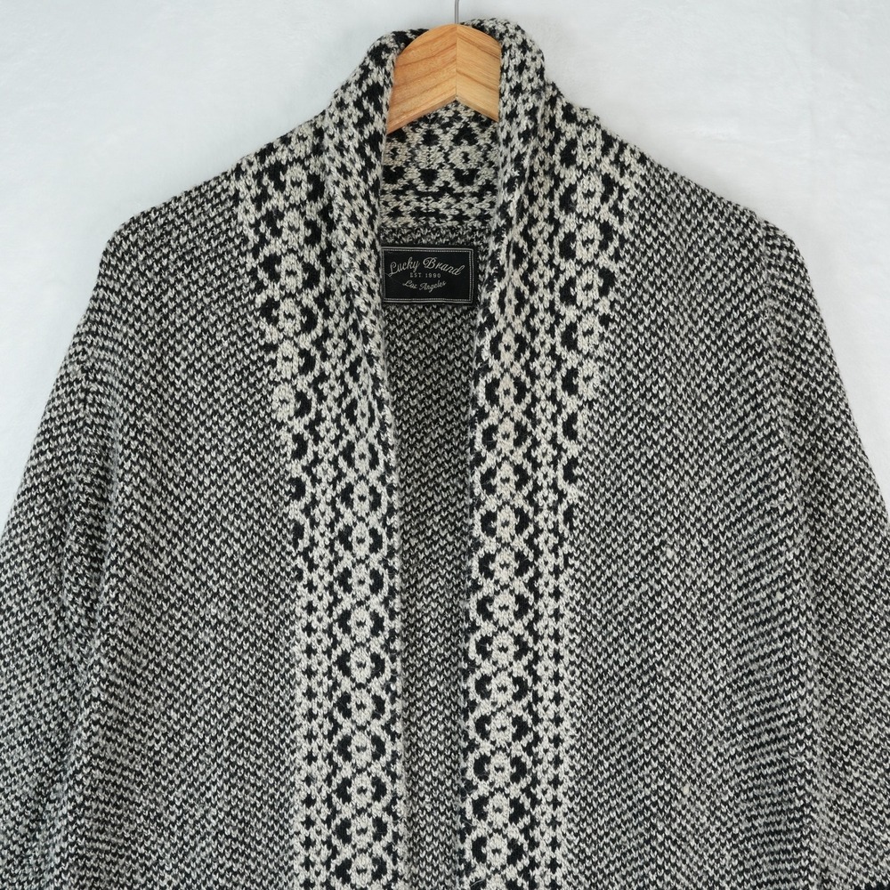Lucky Brand Cardigan Womens S Aztec Geometric Shawl Sweater Southwestern Boho - Picture 4 of 13